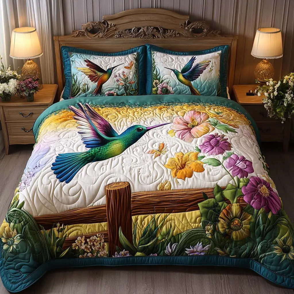 Hummingbird Quilted Bedding Set Home Comfort Bedding Set That Everyone Will Love