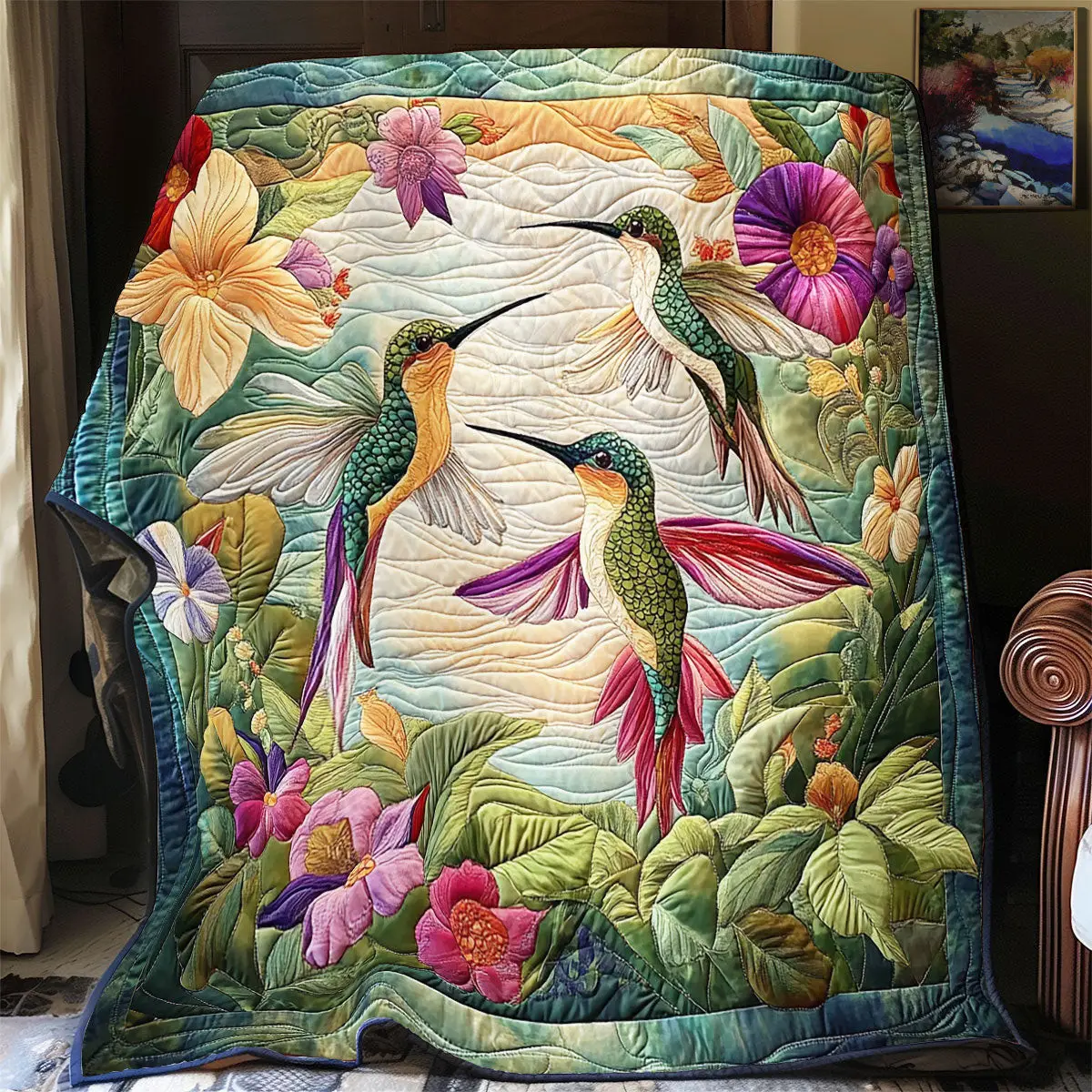 Hummingbird Quilted Blankets Mothers Day And Fathers Day Gifts