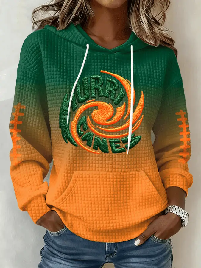 Hurricanes Football Merch Miami Hoodie Waffle Apparel Gift for UM Football Fans