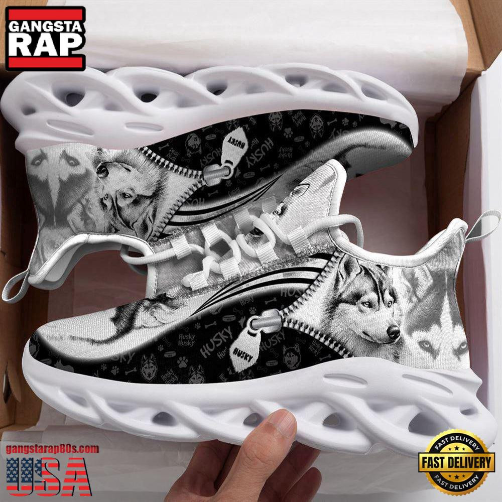 Husky Sketch Dogs Lover Air Max Shoes Air Cushion Sneakers, Running Sneakers