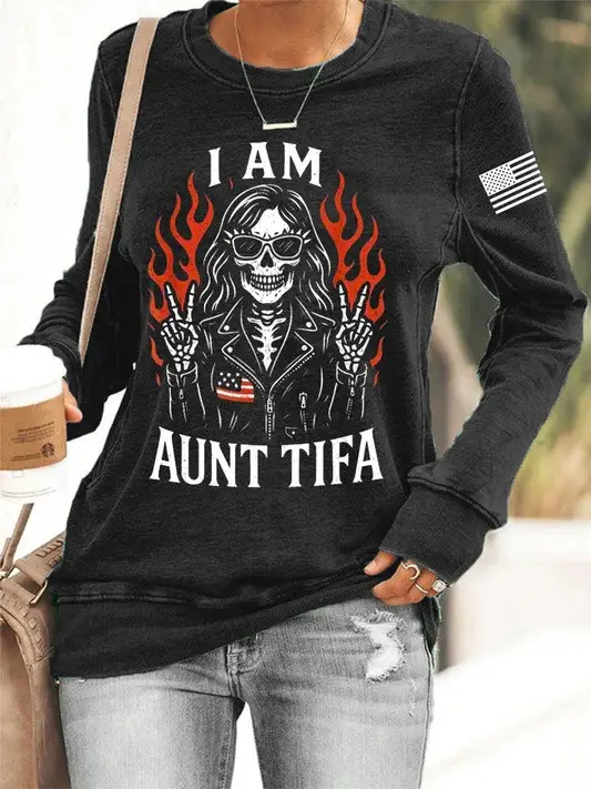I Am Aunt Tifa Skeleton Sweatshirt No Kings In America Clothing Good Gifts For Mom