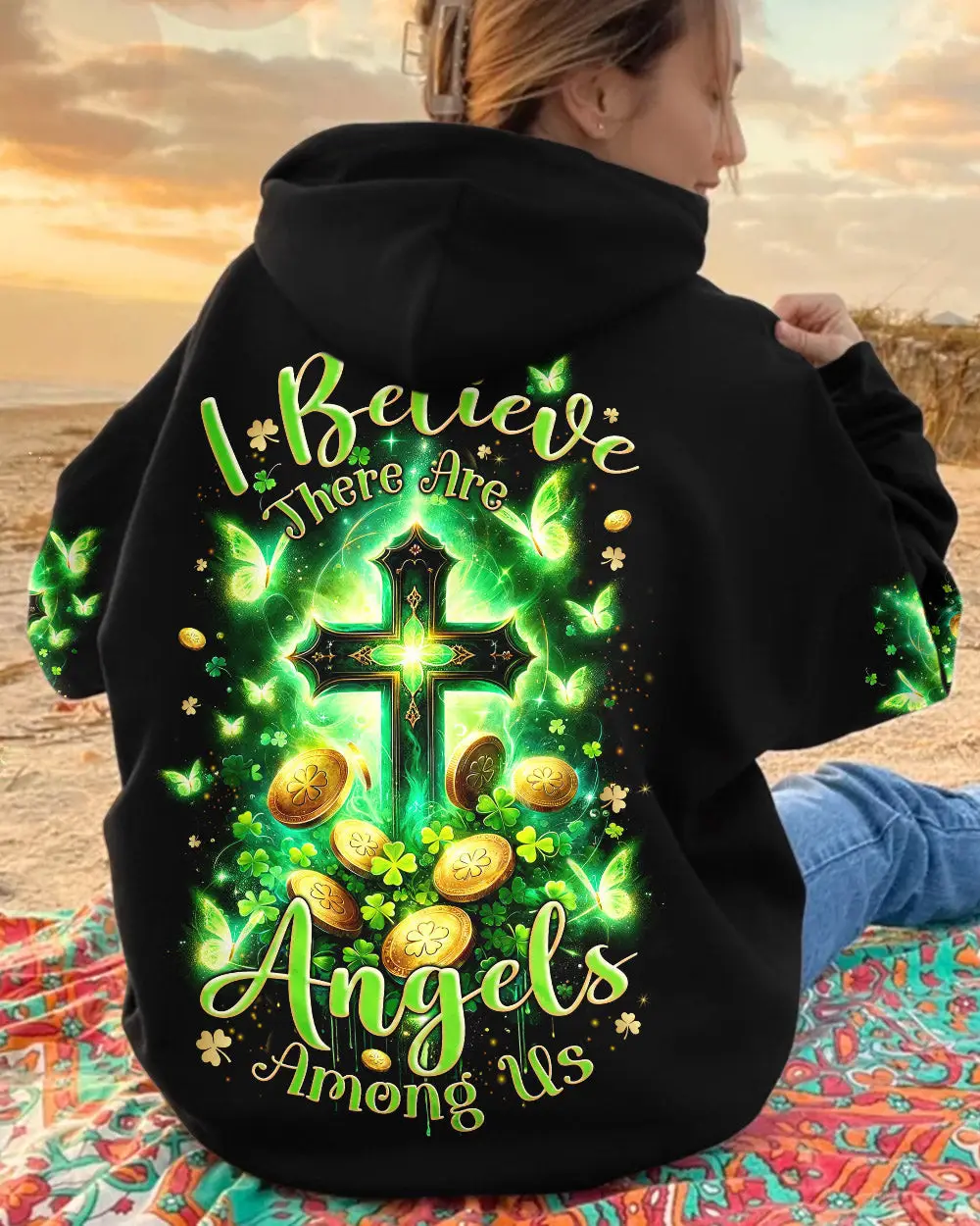 I Believe There Are Angels Among Us Patricks Day Hoodie Best Idea Gifts For Men