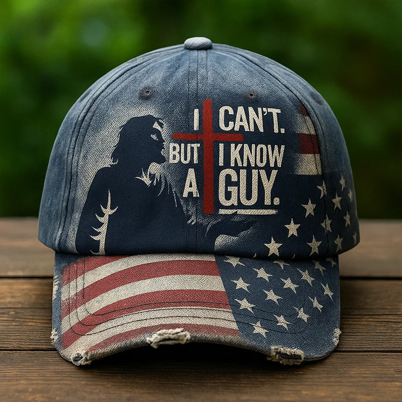 I Can't But I Know A Guy Hat Christian Themed Christmas Flag Merch Veteran Gift Ideas I Can't But I Know A Guy Hat Christian Themed Christmas Flag Merch Veteran Gift Ideas - Image 1
