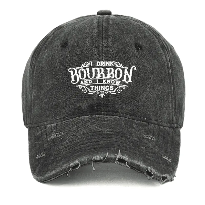 I Drink Bourbon And I Know Things Washed Vintage Cap Funny Graphic Tee for Men – Witty Quote Sh I Drink Bourbon And I Know Things Washed Vintage Cap Funny Graphic Tee for Men – Witty Quote Sh - Image 1