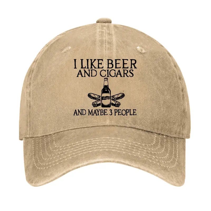 I Like Beer And Cigars And Maybe 3 People Cap Sarcastic T-Shirt for Men – Funny Graphic Saying I Like Beer And Cigars And Maybe 3 People Cap Sarcastic T-Shirt for Men – Funny Graphic Saying - Image 1
