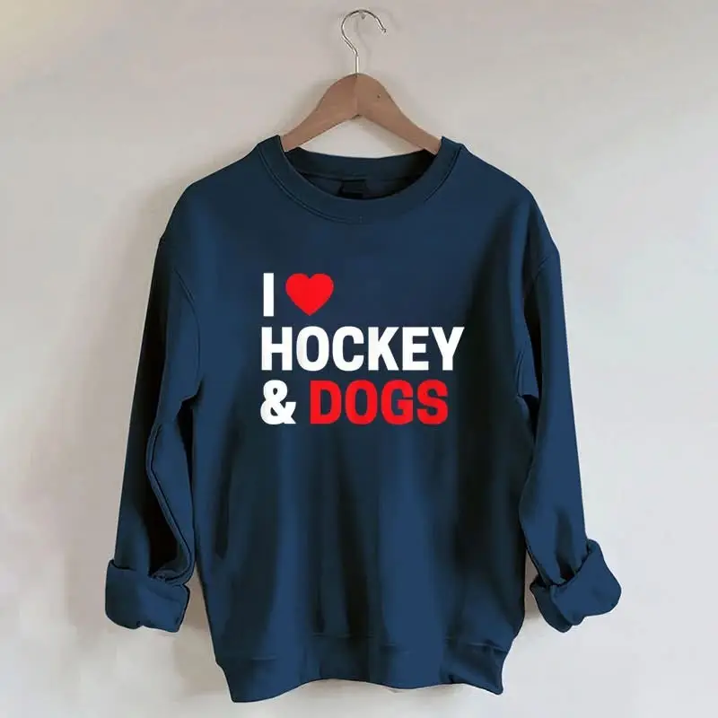I Love Hockey And Dogs Sweatshirt Heated Rivalry Merch Shop Gifts For Friends I Love Hockey And Dogs Sweatshirt Heated Rivalry Merch Shop Gifts For Friends - Image 1
