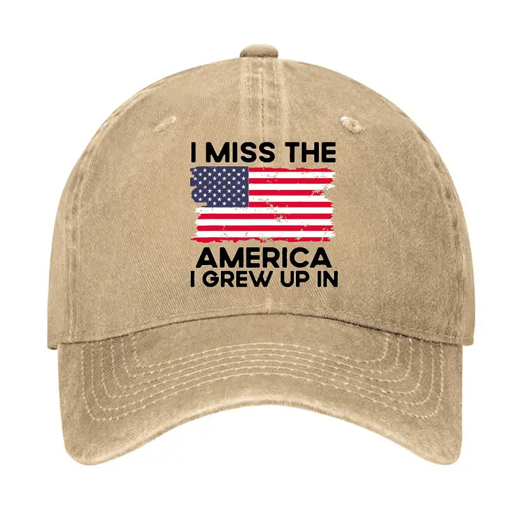 I Miss The America I Grew Up In USA Flag Cap Funny Saying Shirt for Men – Hilarious Quote Tee