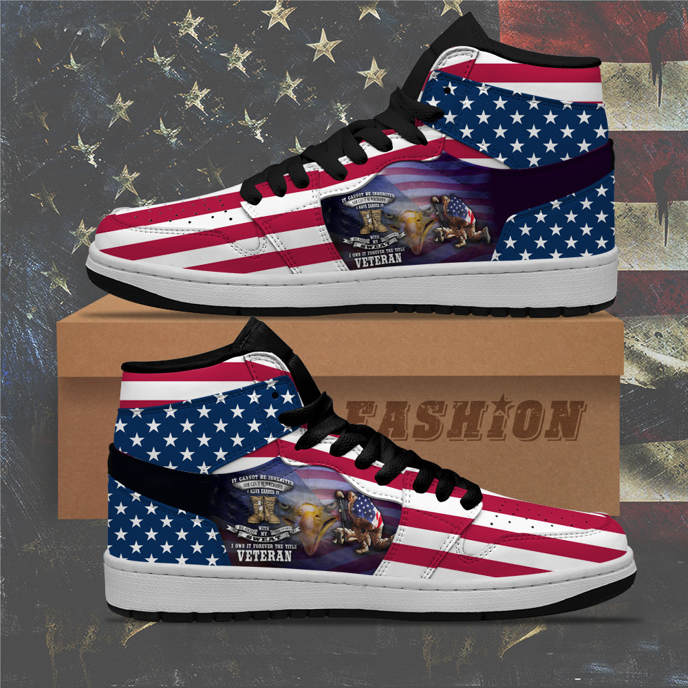 I Own It Forever The Title Veteran Sneakers Honoring Veterans Patriotic USA Flag Shoes