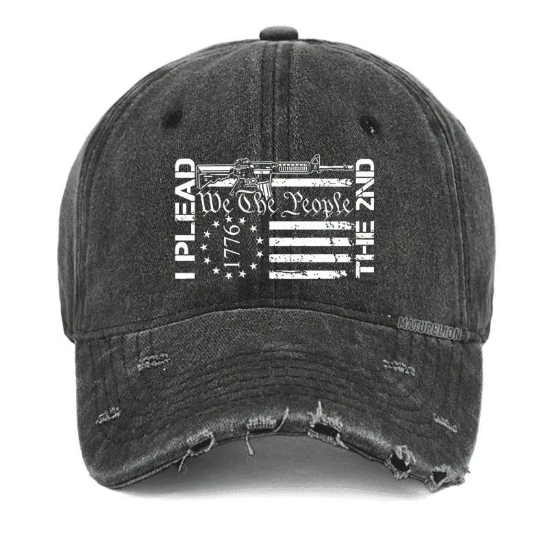 I Plead The 2nd Amendment We The People AR15 Pro Gun Washed Vintage Cap Witty Slogan T-Shirt fo