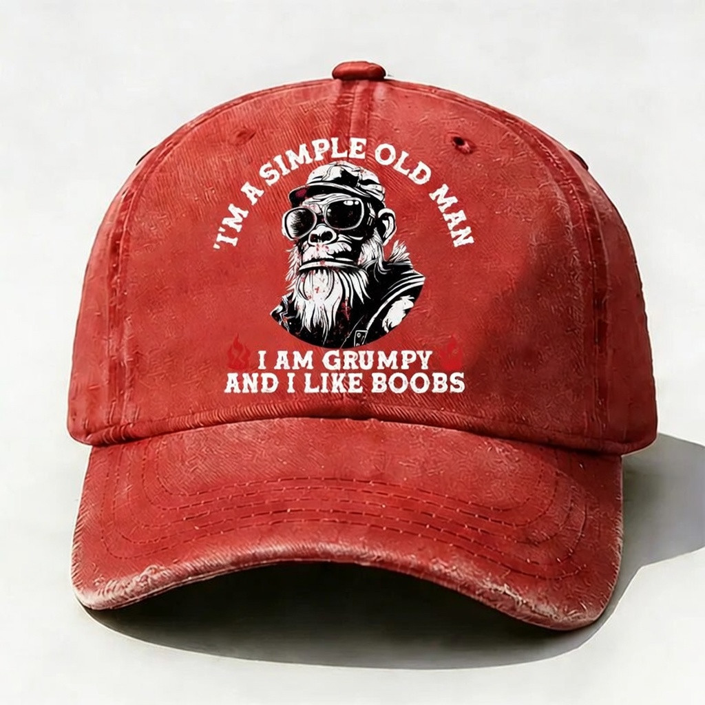 I Simple Old Man Baseball Cap I Am Grumpy And I Like Boobs Merch Funny Dad Gift