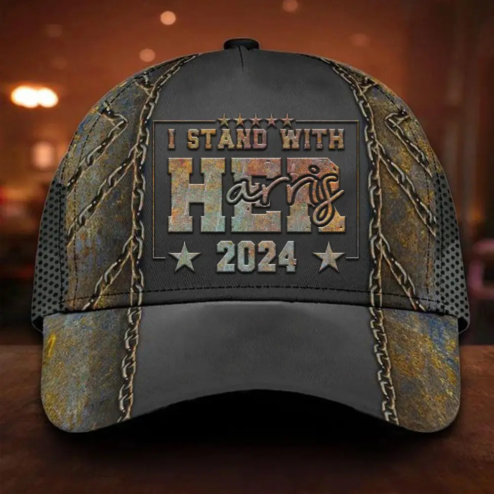 I Stand With Her Harris 2024 Hat Kamala For President Patriotic Hat Gifts For Husband