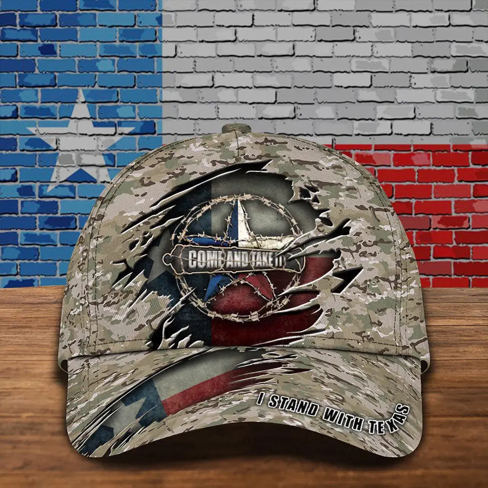 I Stand With Texas Camo Hat Come And Take It Razor Wire Hat MAGA Merch Gifts For Texans -WearandDecor