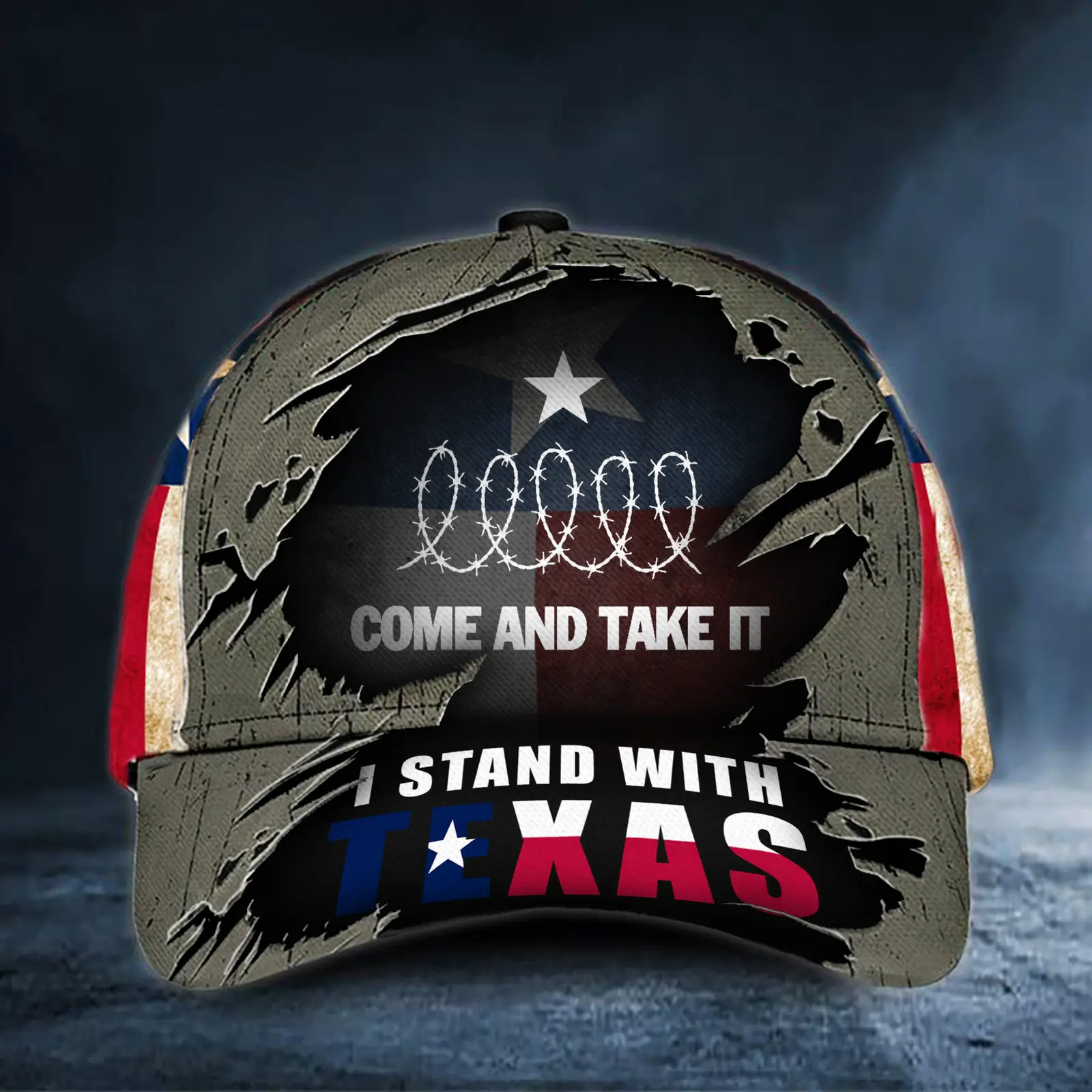I Stand With Texas Hat Come Take It Barbed Wire Hat