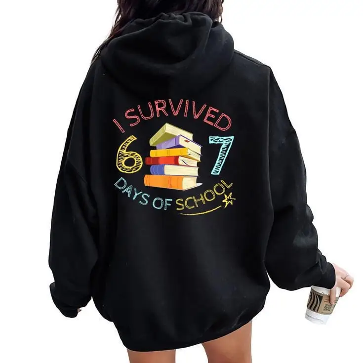 I Survived 67 Days Of School Hoodie 67 Meme Book Stack End Of Year Shirt Gift Ideas