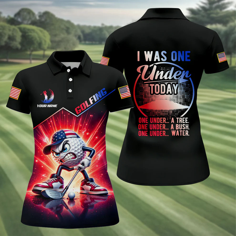 I Was One Under Today Women's Polo Golf Shirt US 250th Anniversary Apparel for Golfers