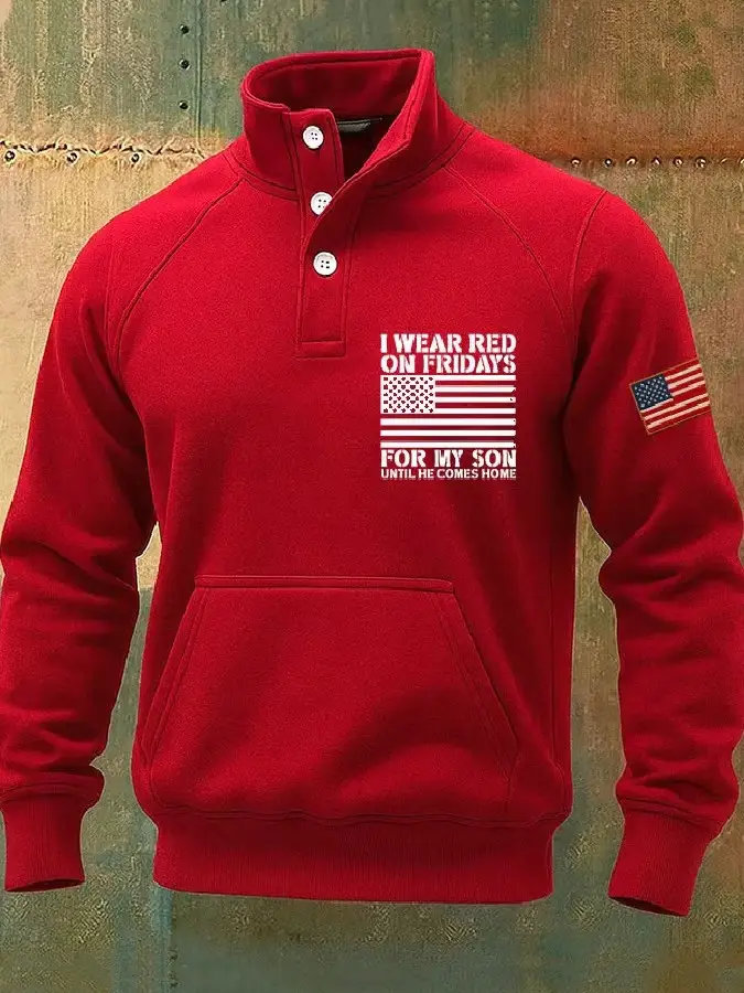 I Wear Red On Fridays For My Son Collar Stand Up Sweatshirt Until He Come Home Merch Gift Ideas I Wear Red On Fridays For My Son Collar Stand Up Sweatshirt Until He Come Home Merch Gift Ideas - Image 1