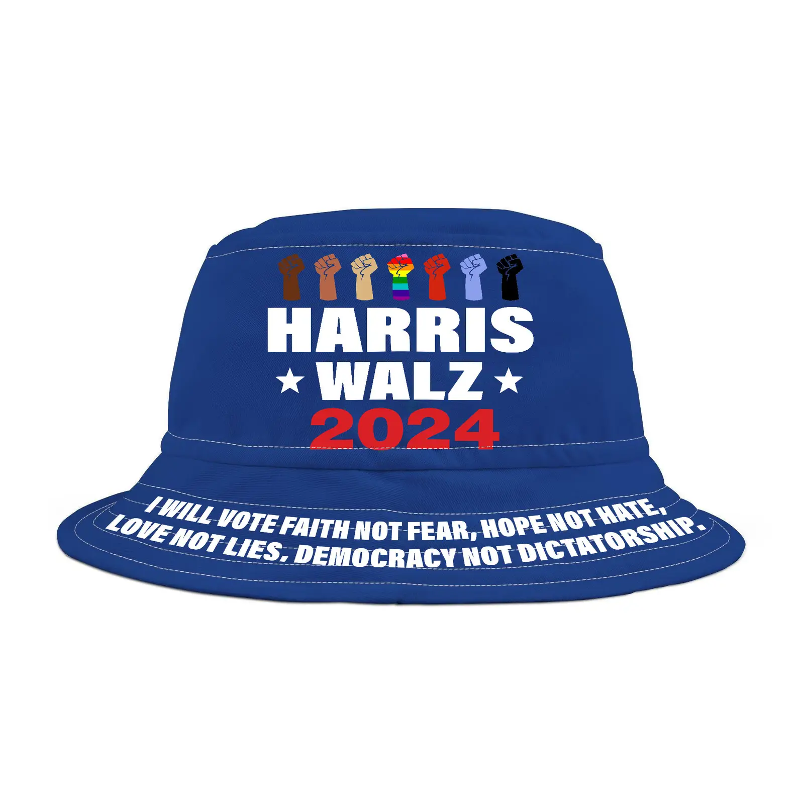 I Will Vote Faith not Fear Hope not Hate Harris Walz 2024 Political Campaign Bucket Hat
