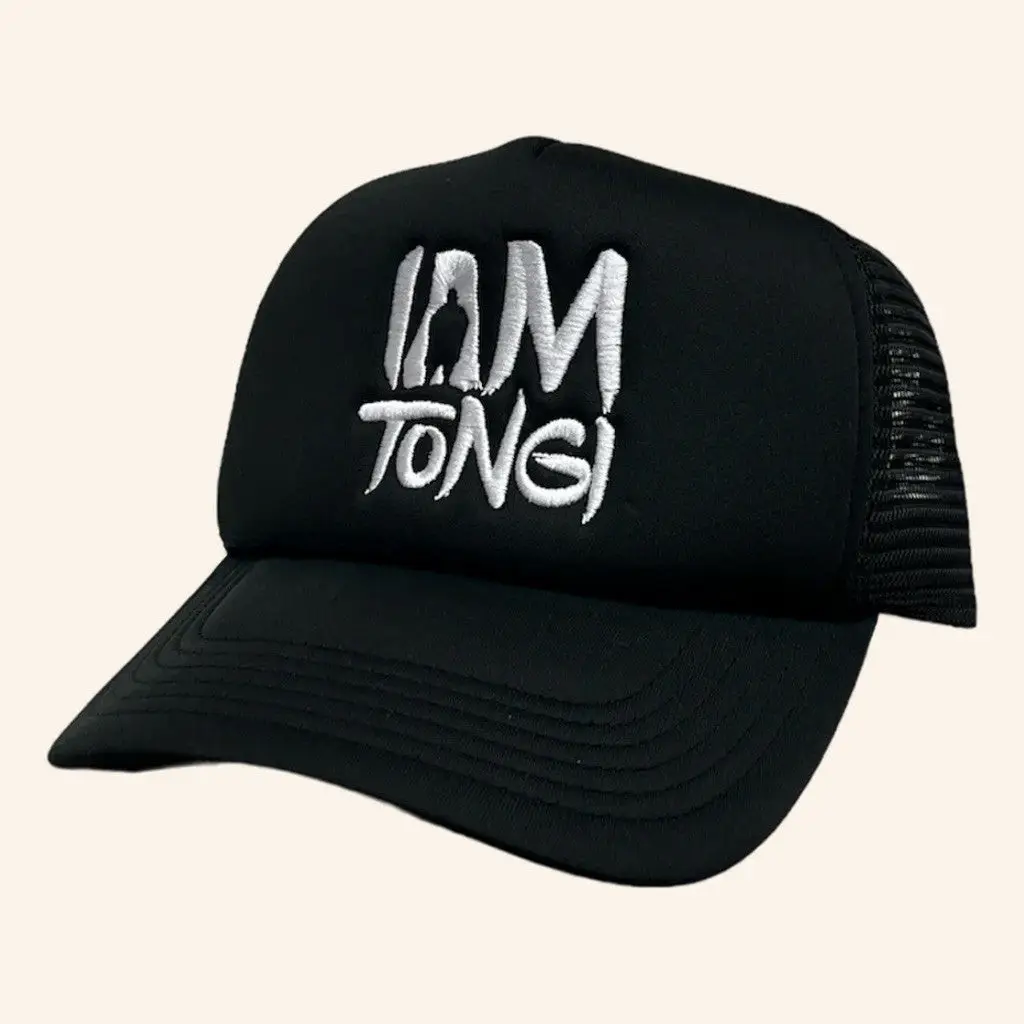 Iam Tongi Merch Black Logo Trucker Hat Gift Ideas For Dad -WearandDecor Iam Tongi Merch Black Logo Trucker Hat Gift Ideas For Dad -WearandDecor - Image 1