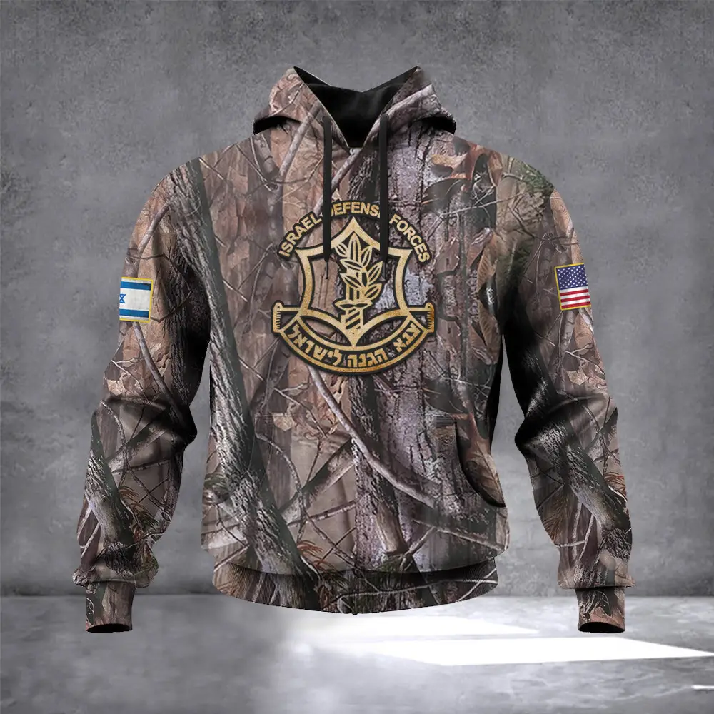 IDF Camo Hoodie United States I Stand With Israel Hoodie IDF Clothing Support Israel Merch
