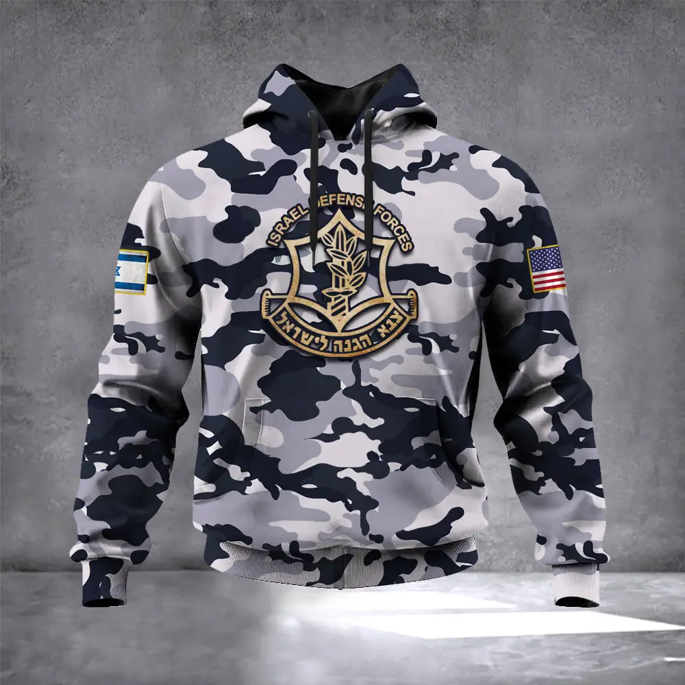 IDF Camo Hoodie United States I Stand With Israel Hoodie Stop War Israel Clothing IDF Merch