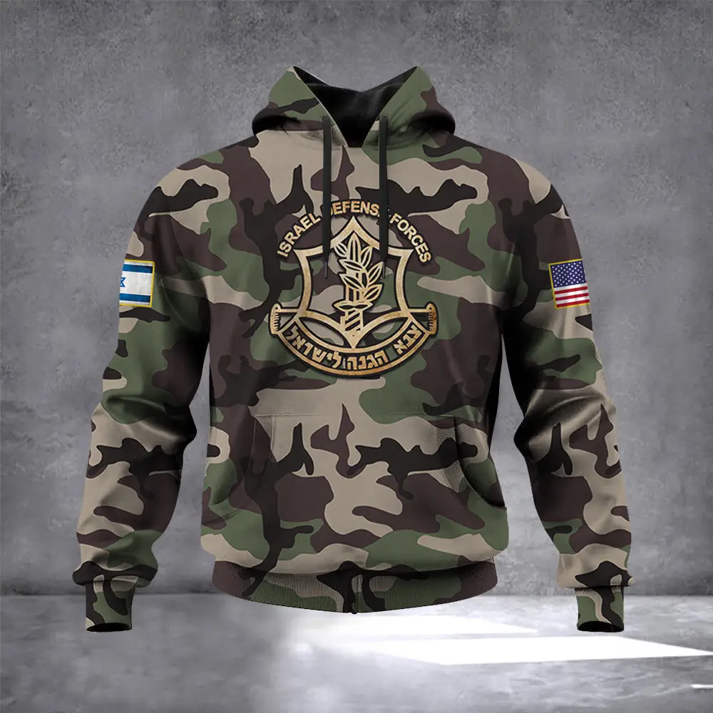 IDF Camo Hoodie USA I Stand With Israel Hoodie Pro Israel Clothing IDF Merch For Supporters