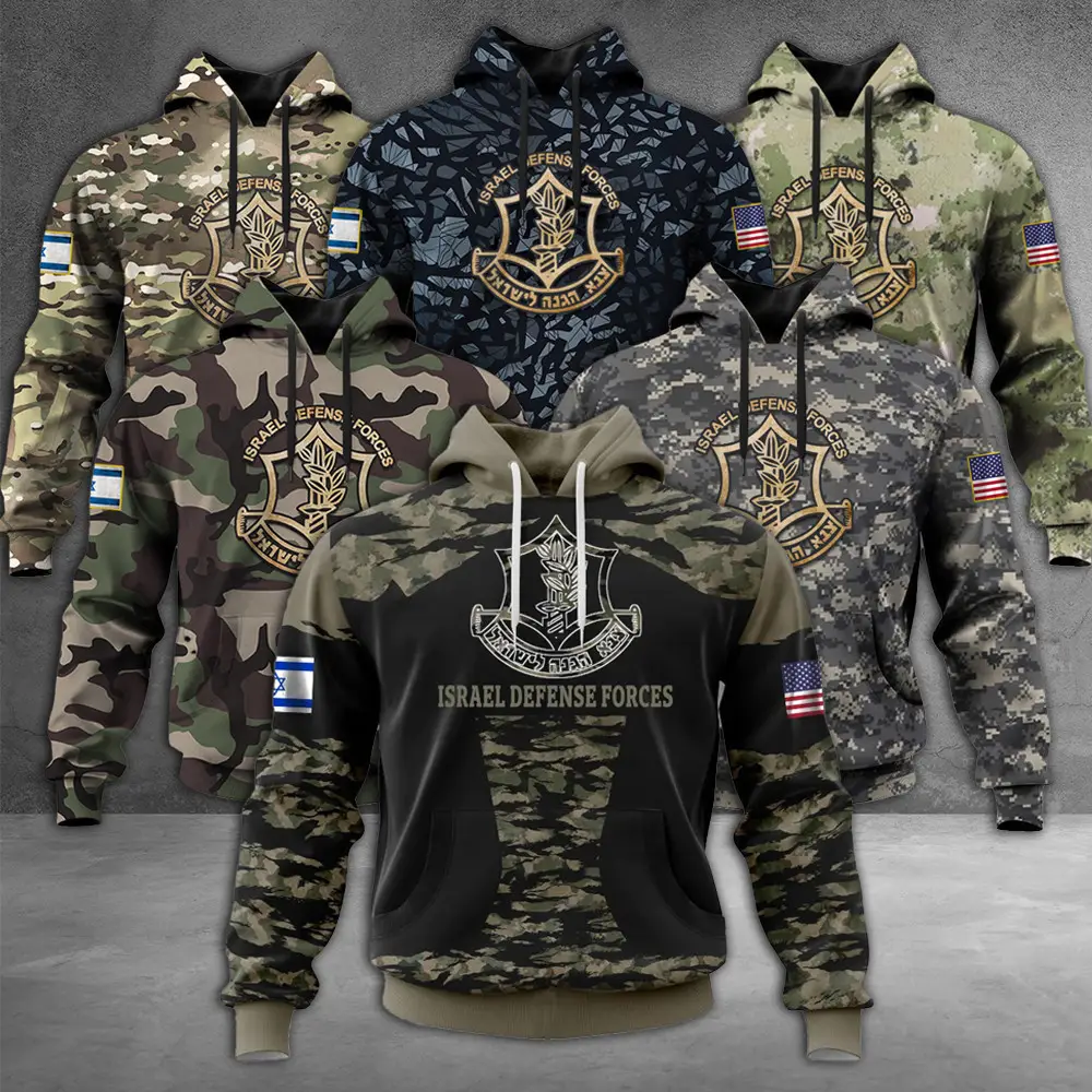 IDF Camo Hoodie We Stand With Israel Merch