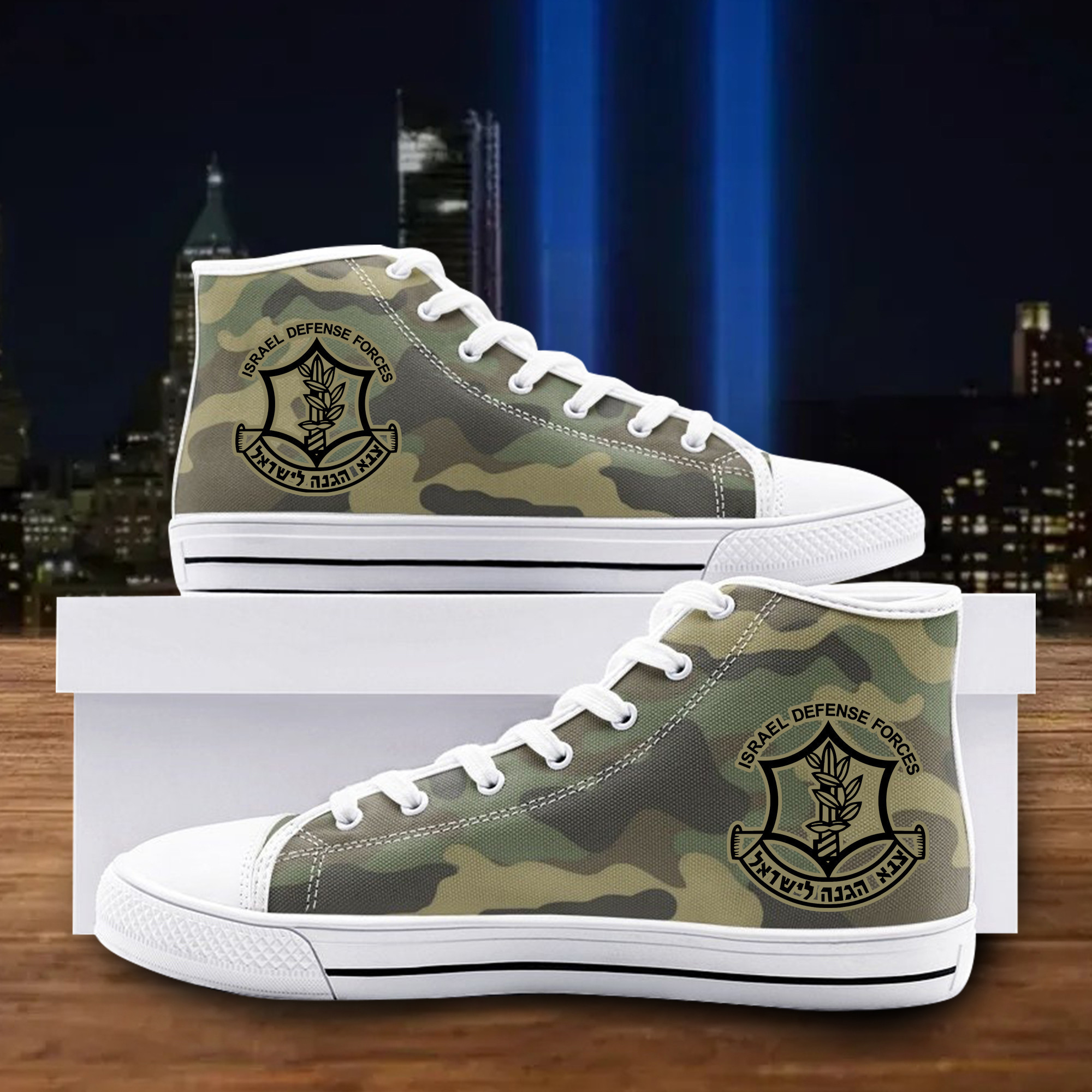 IDF Camouflage High Top Shoes Israel Defense Forces Merch Israeli Army Shoes