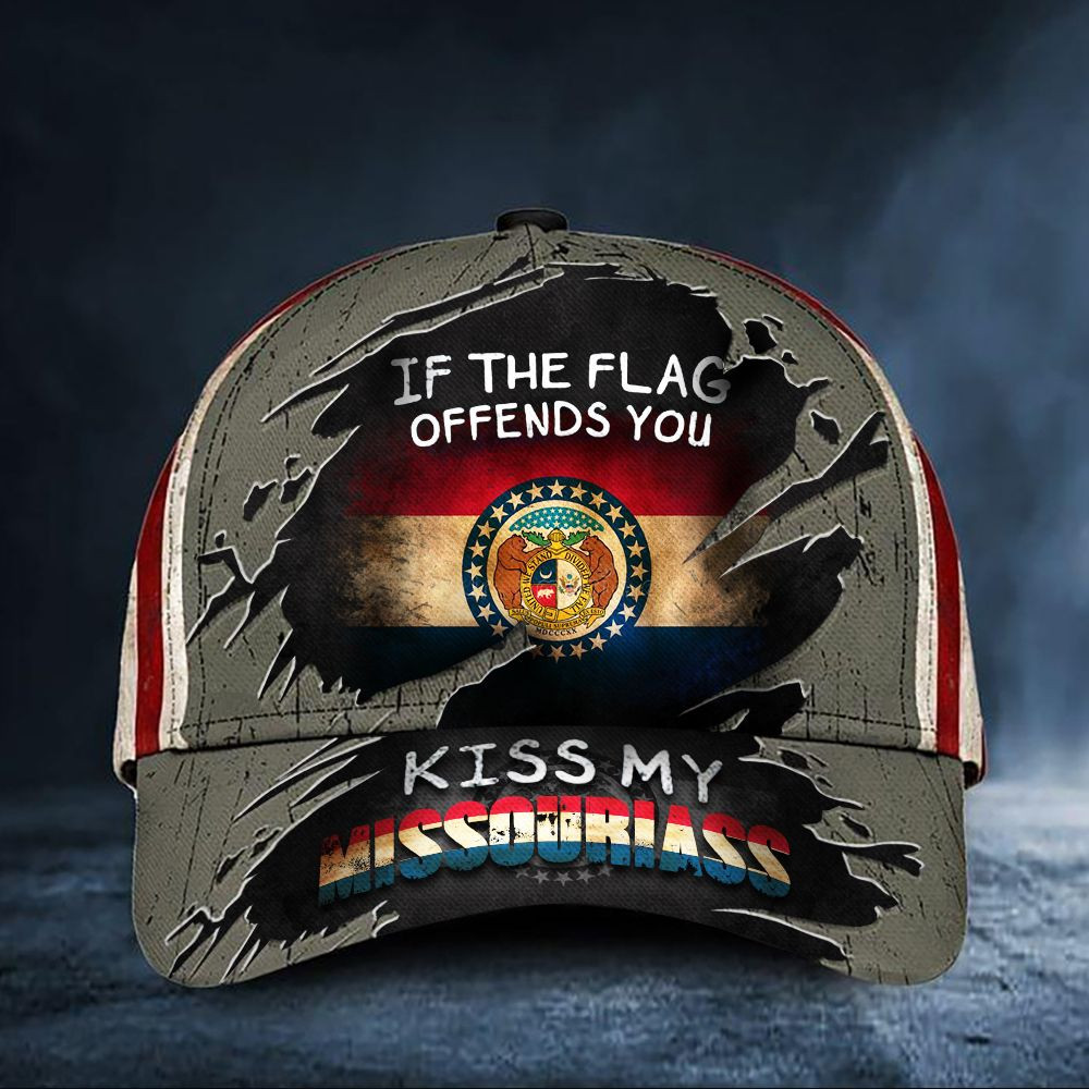 If The Flag Offends You Kiss My Missouriass Cap USA Flag Hat Missouri State Merch Men Gift