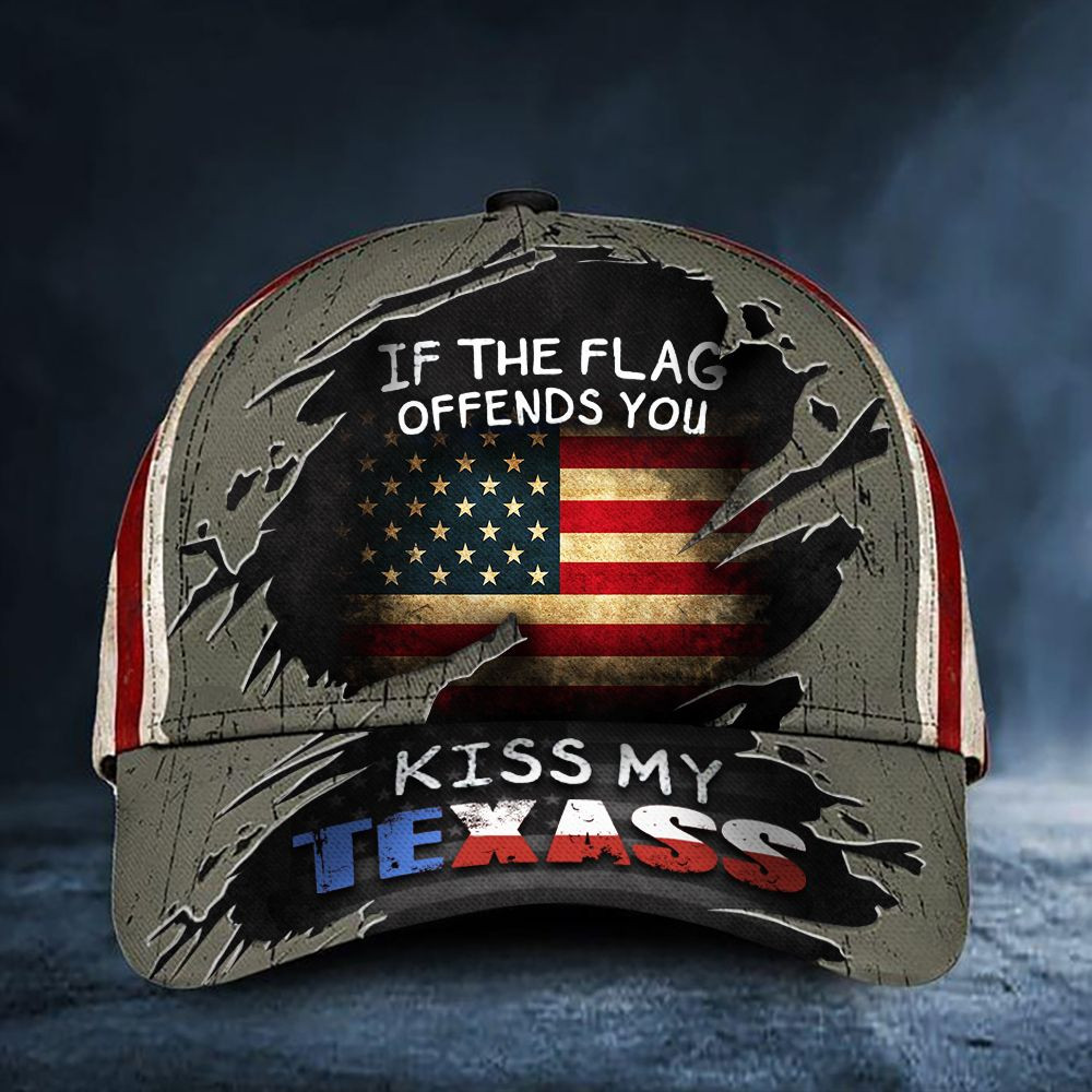 If The Flag Offends You Kiss My Texass Cap American Flag Texan Hat Funny Patriotic Texas Merch