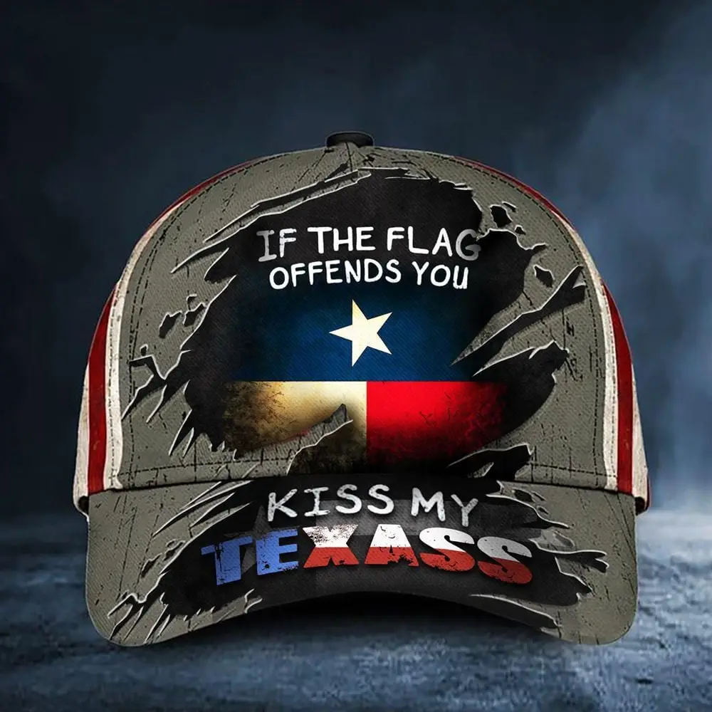 If You Flag Offends You Kiss My Texass Cap US Texas Flag Men Cap