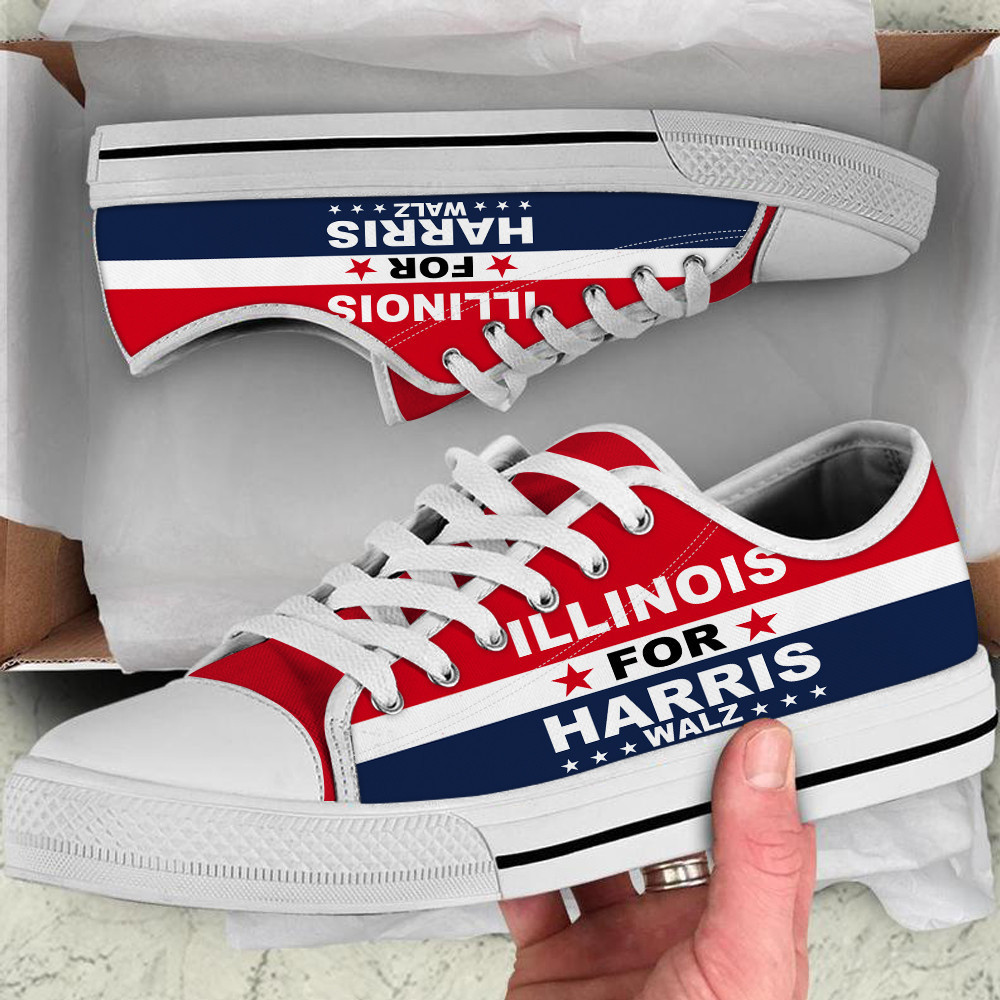 Illinois For Harris Walz 2024 Low Top Shoes Vote Democracy Sneakers Harris Political Campaign Merch