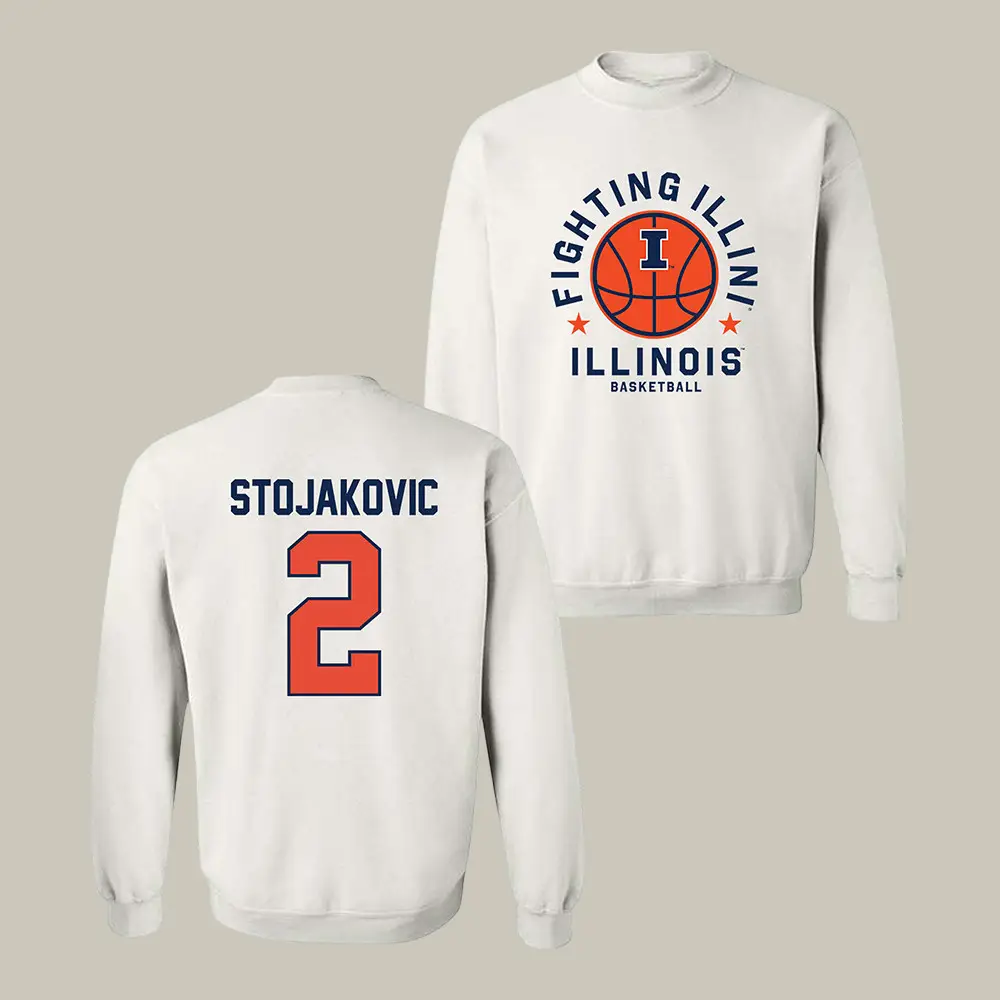 Illinois NCAA Men's Basketball Andrej Stojakovic Sweatshirt Fighting Illini Final Four Apparel Illinois NCAA Men's Basketball Andrej Stojakovic Sweatshirt Fighting Illini Final Four Apparel - Image 1