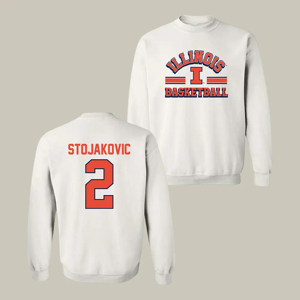 Illinois NCAA Men's Basketball Andrej Stojakovic Sweatshirt Illinois Fighting Illini Apparel Fan Gear