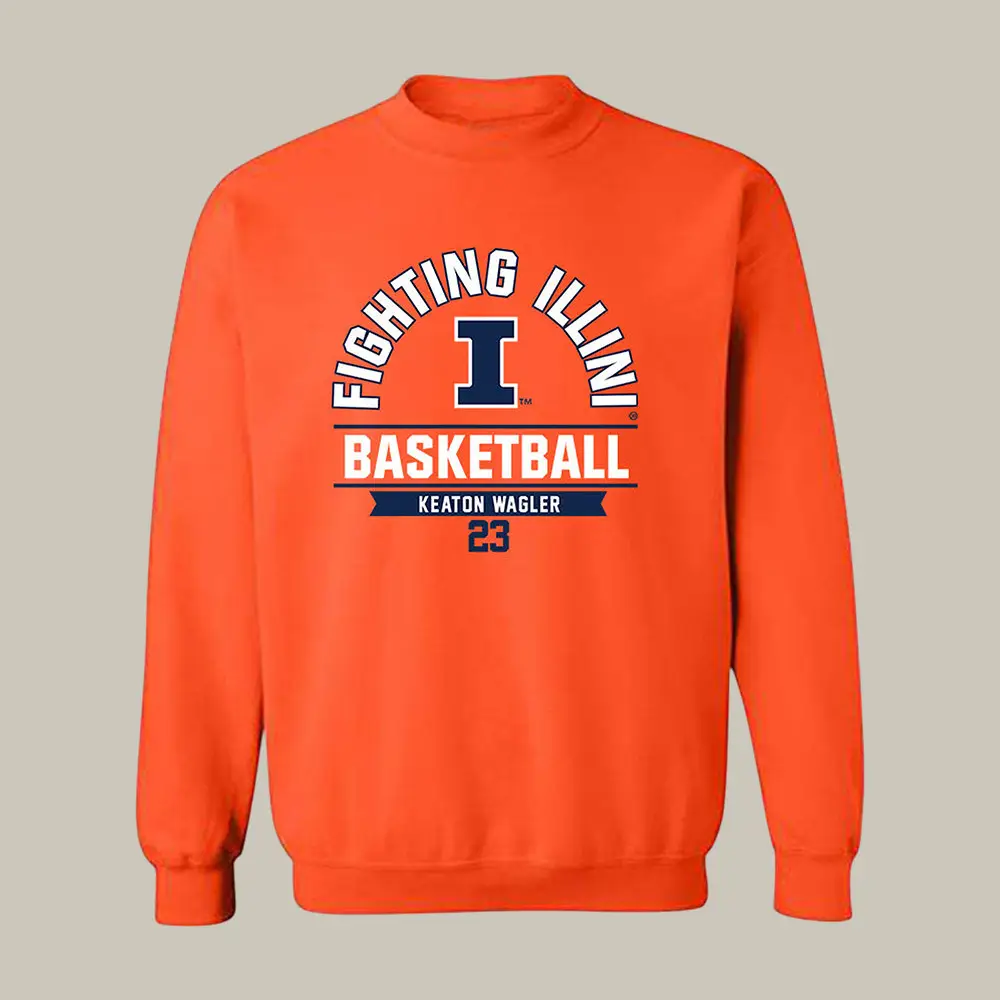 Illinois NCAA Men's Basketball Keaton Wagler Sweatshirt Basketball Apparel Game Day Gear