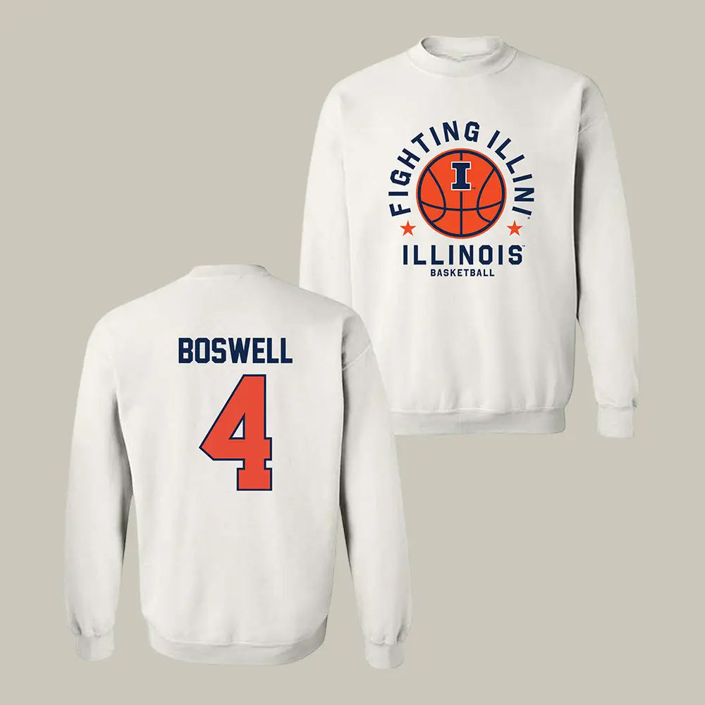 Illinois NCAA Men's Basketball Kylan Boswell Sweatshirt 2026 March Madness Apparel