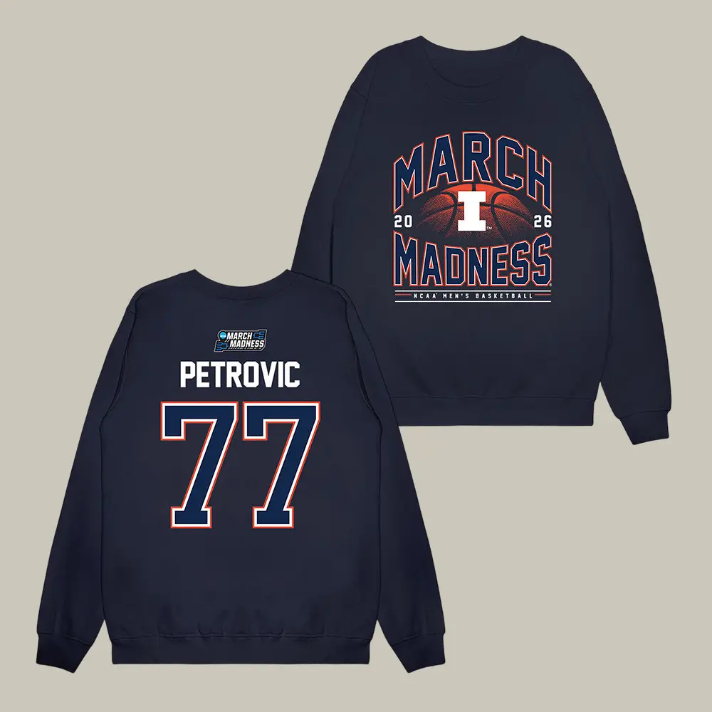 Illinois NCAA Men's Basketball Mihailo Petrovic Sweatshirt Illinois 2026 March Madness Apparel