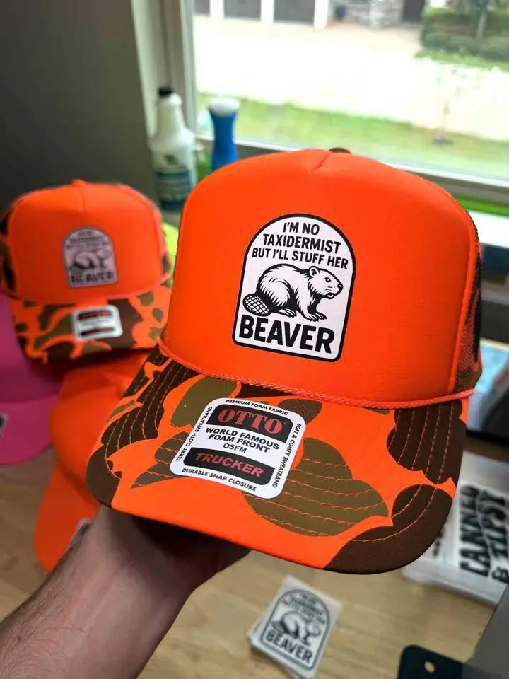 I'm No Taxidermist But I'll Stuff Her Camo Trucker Hat Beaver Hat Gifts For Dad Gifts For Fans I'm No Taxidermist But I'll Stuff Her Camo Trucker Hat Beaver Hat Gifts For Dad Gifts For Fans - Image 1