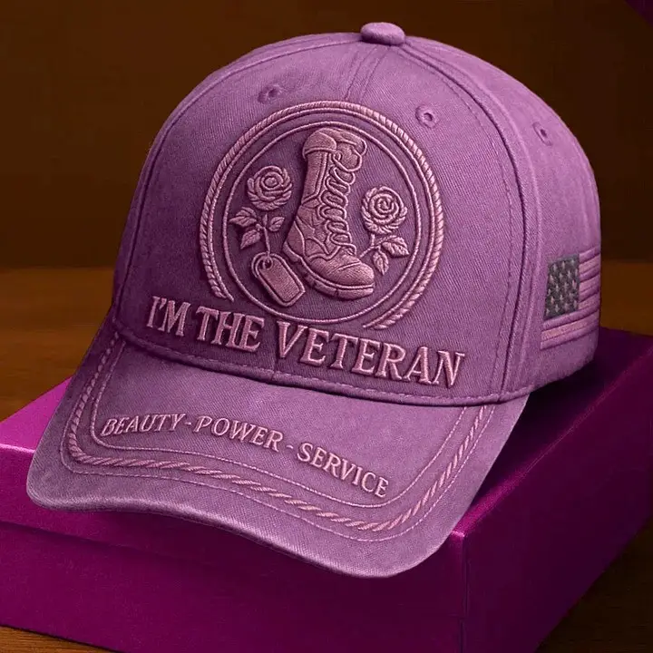 I'm The Veteran Hat Embroidered Beauty Power Service Hat Presents For Veterans - WearandDecor