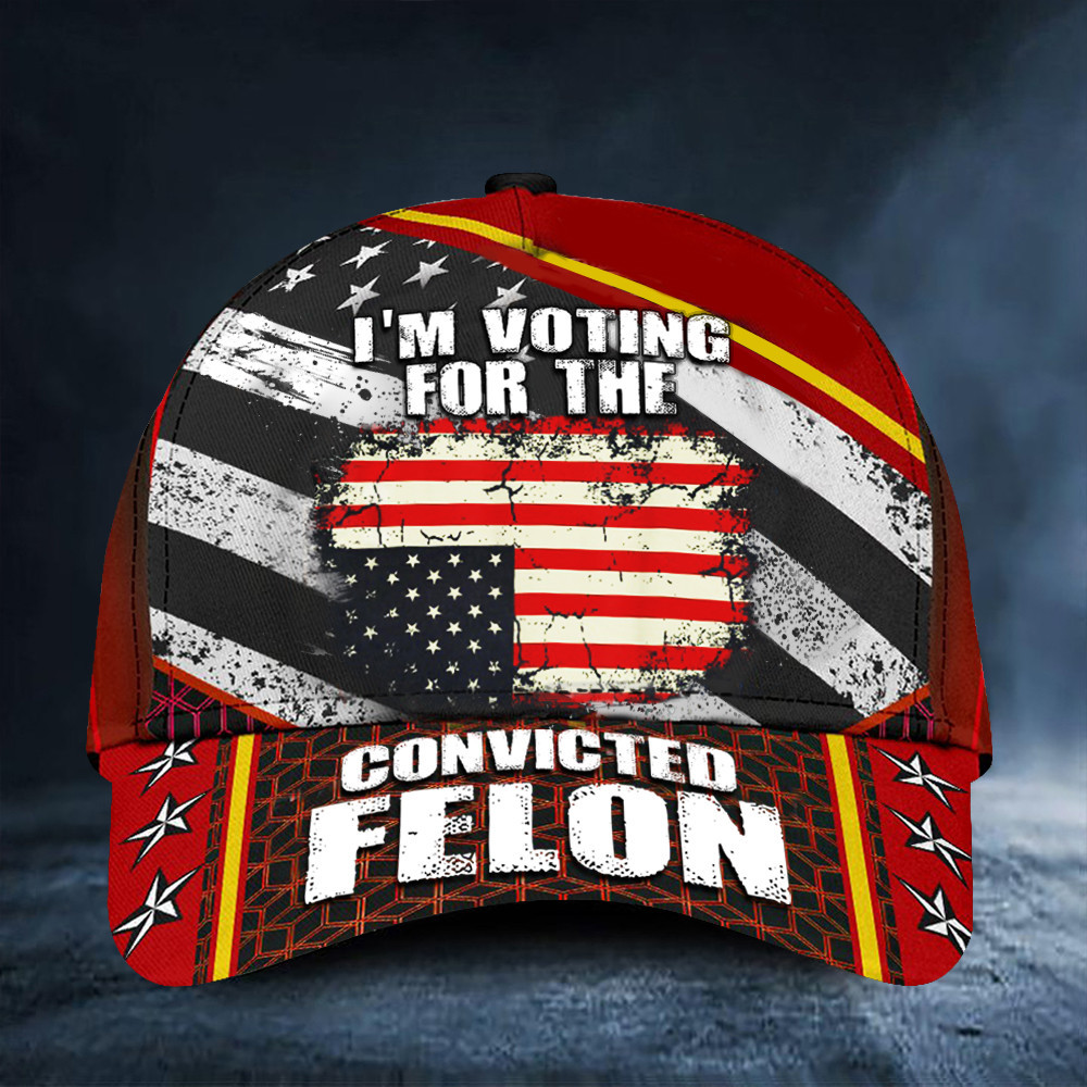 I'm Voting For The Convicted Felon Hat Upside Down Flag Old Vintage Hat Patriot Merch