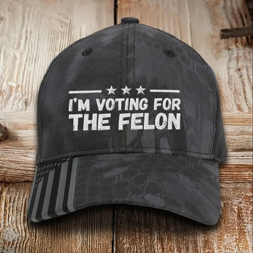 I'm Voting For The Felon Embroidered Camo Hat Donald Trump 2024 Hat Gifts For Trump Voters