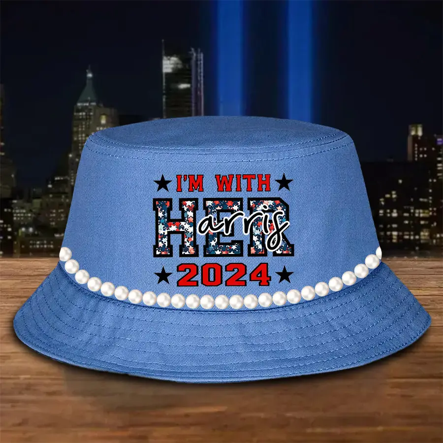 I'm With Her Harris Bucket Hat Chuck And Pearls Harris Walz Bucket Hat
