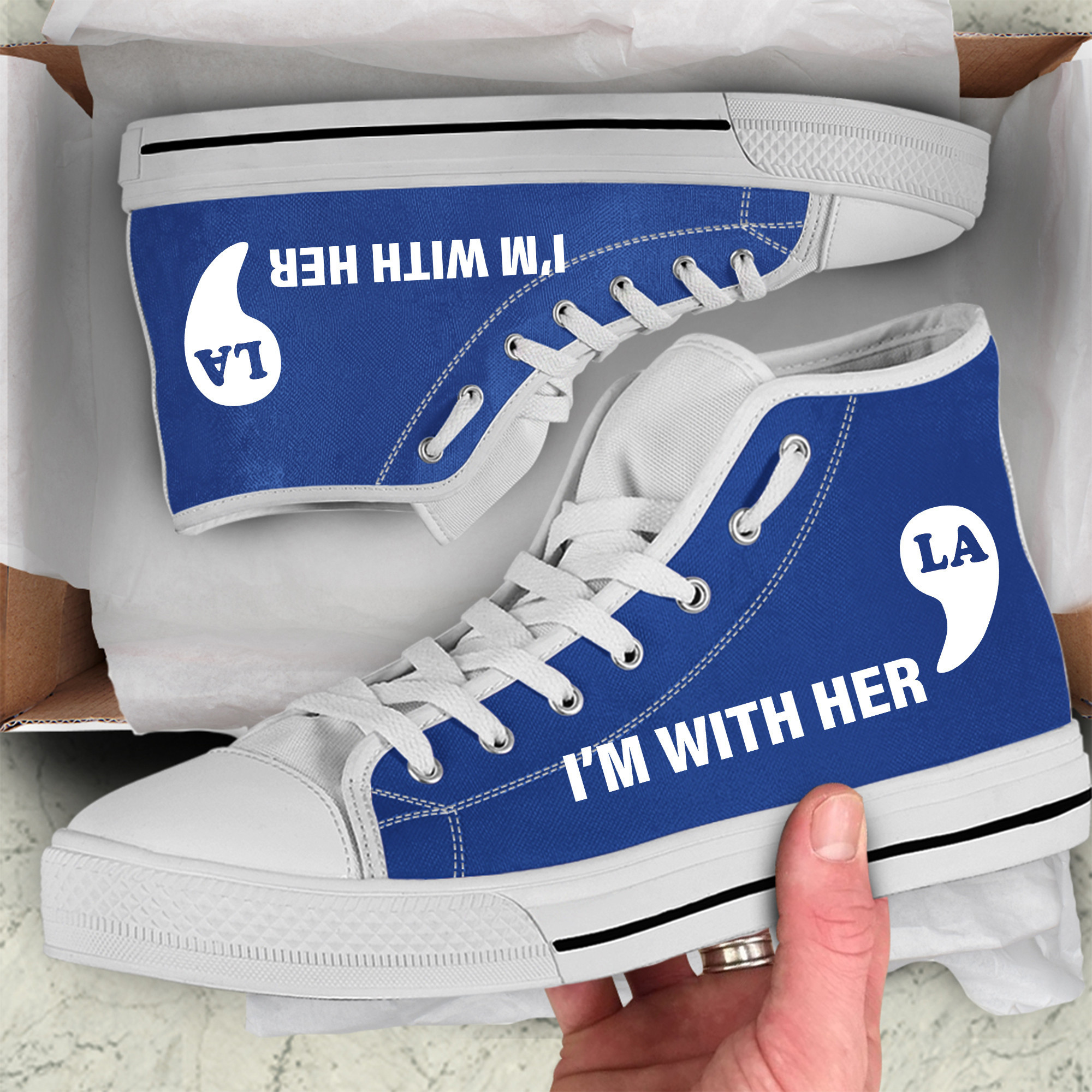 I'm With Her High Top Shoes Comma La Shoes Gifts For Harris Supporters