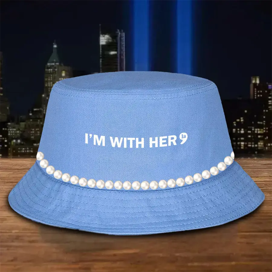 I'm With Her Kamala Vote Blue Bucket Hat Chuck And Pearls Harris Walz Bucket Hat I'm With Her Kamala Vote Blue Bucket Hat Chuck And Pearls Harris Walz Bucket Hat - Image 1
