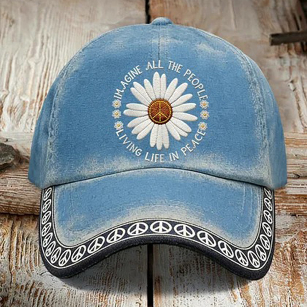 Imagine All The People Living Life In Peace Hat Hippie Style Baseball Cap Preaent For Coworkers Imagine All The People Living Life In Peace Hat Hippie Style Baseball Cap Preaent For Coworkers - Image 1