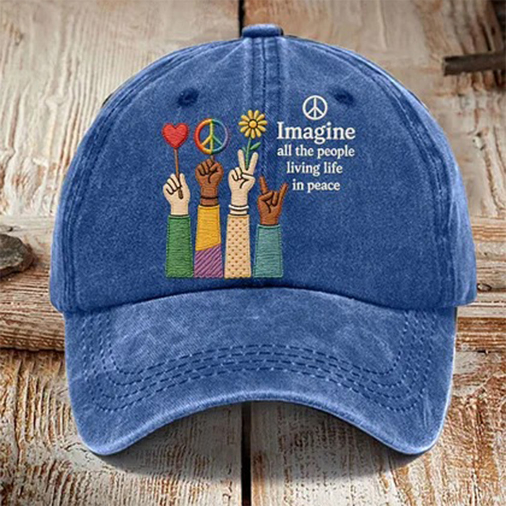 Imagine All The People Living Life In Peace Hat Hippie Style Merch Gift For Peace Advocates