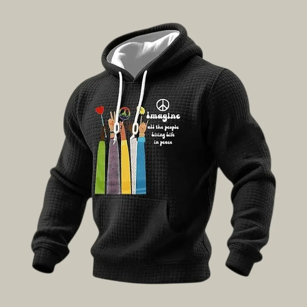 Imagine All The People Living Life In Peace Hoodie Hippie Style Clothing Gift For Father's Day Imagine All The People Living Life In Peace Hoodie Hippie Style Clothing Gift For Father's Day - Image 1