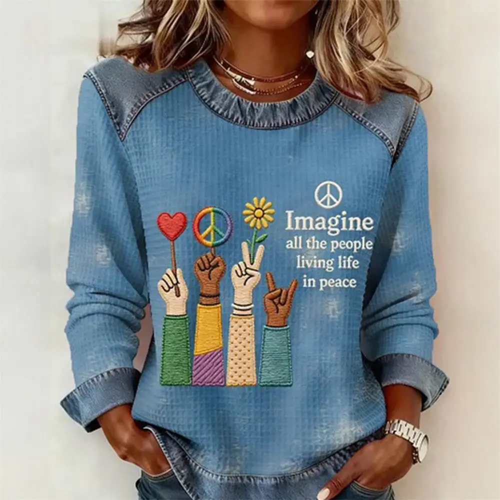 Imagine All The People Living Life In Peace Sweatshirt Hippie Festival Outfits Gift For Mom