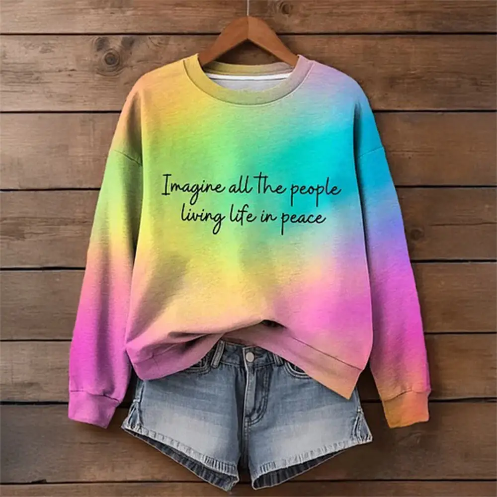 Imagine All The People Living Life In Peace Sweatshirt Hippie Style Apparel Best Gift For Peace Lover
