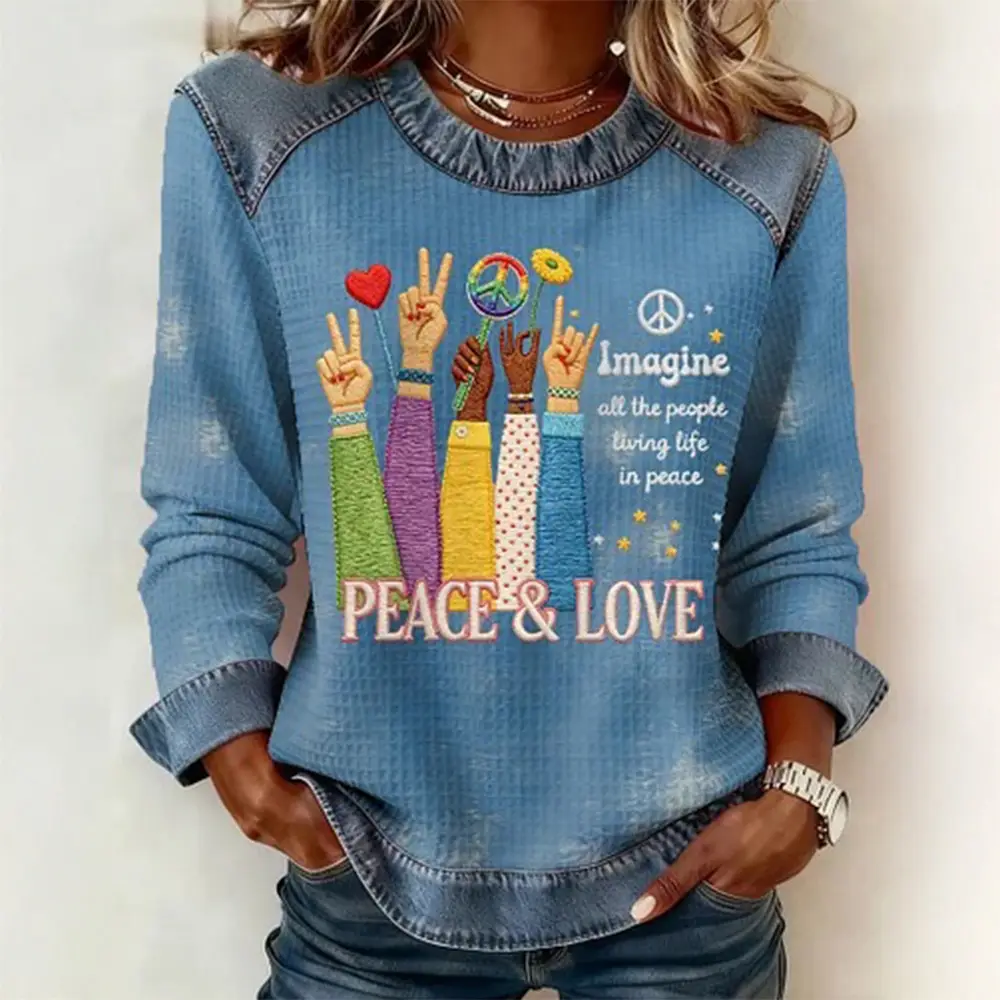 Imagine All The People Living Life In Peace Sweatshirt Hippie Style Apparel Good Gift Imagine All The People Living Life In Peace Sweatshirt Hippie Style Apparel Good Gift - Image 1