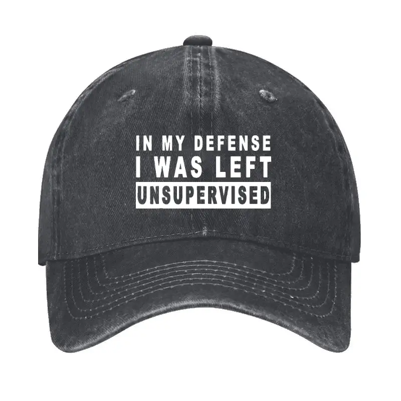 IN MY DEFENSE I WAS LEFT UNSUPERVISED Cap Funny Saying Tee for Men – Sarcastic Quote Shirt IN MY DEFENSE I WAS LEFT UNSUPERVISED Cap Funny Saying Tee for Men – Sarcastic Quote Shirt - Image 1